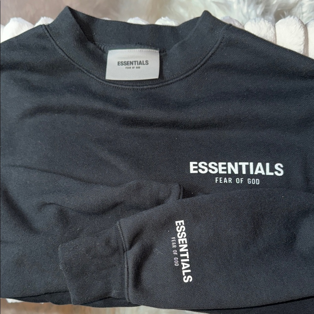Essentials Fear of God Black Crewneck Sweatshirt- Kids